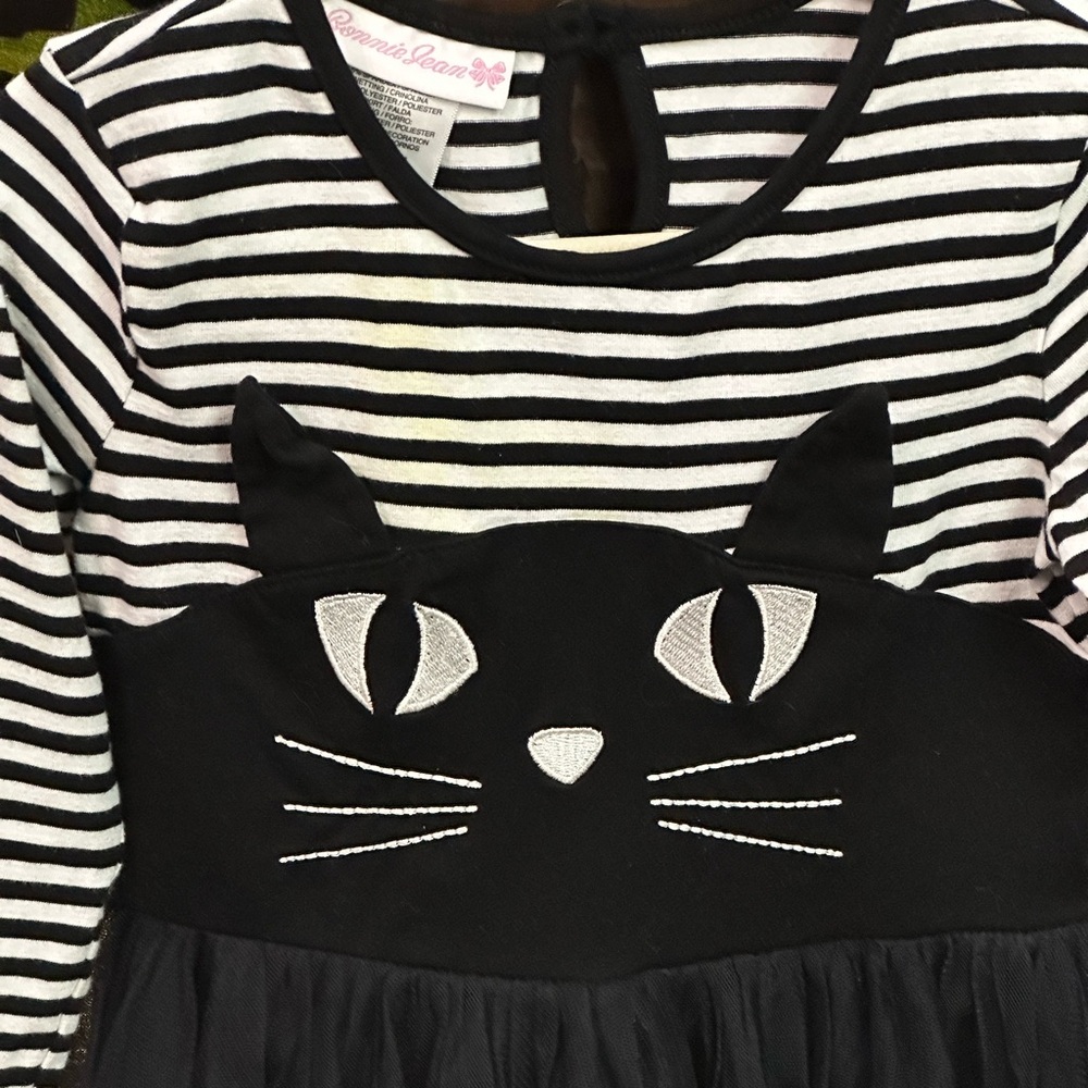 Girl’s Bonnie Jean Striped Cat Dress - Sz 5 - Picture 6 of 7
